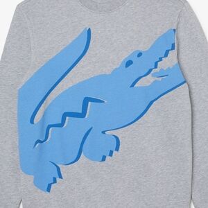 Lacoste Gray Sweatshirt with Blue Crocodile Design